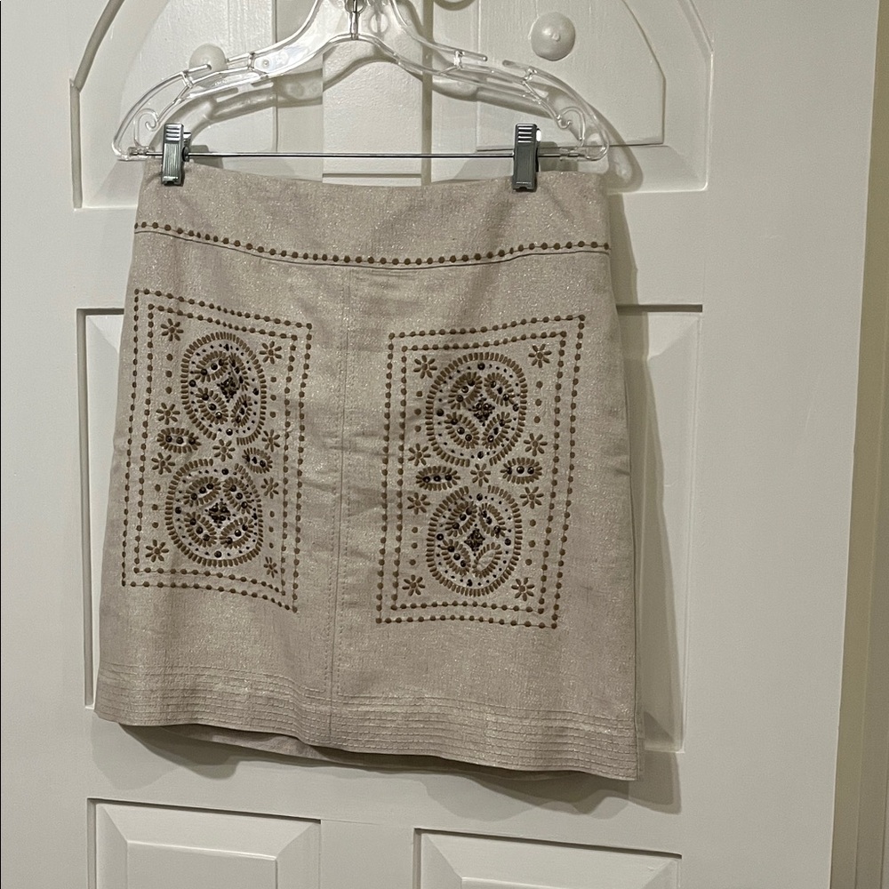 Elegant Beige Embroidered Skirt